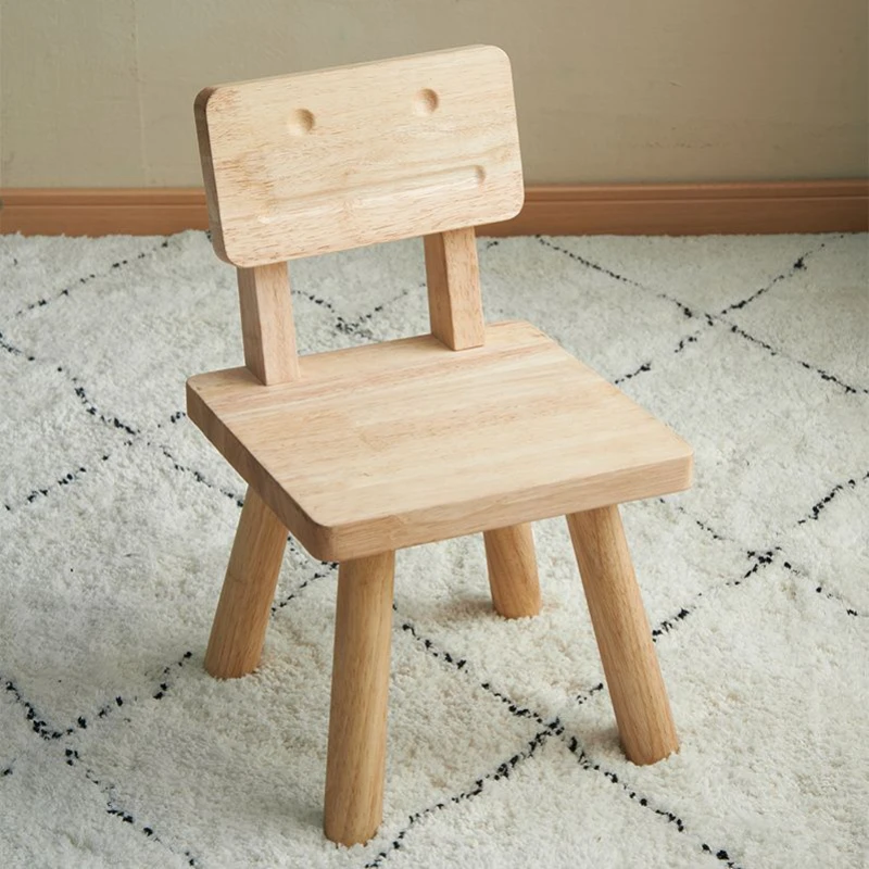 Solid Wood Stool Nordic Children Small Backrest Chair Modern Living Room Wooden Low Rest Stool Hallway Bedroom Ottomans Stools