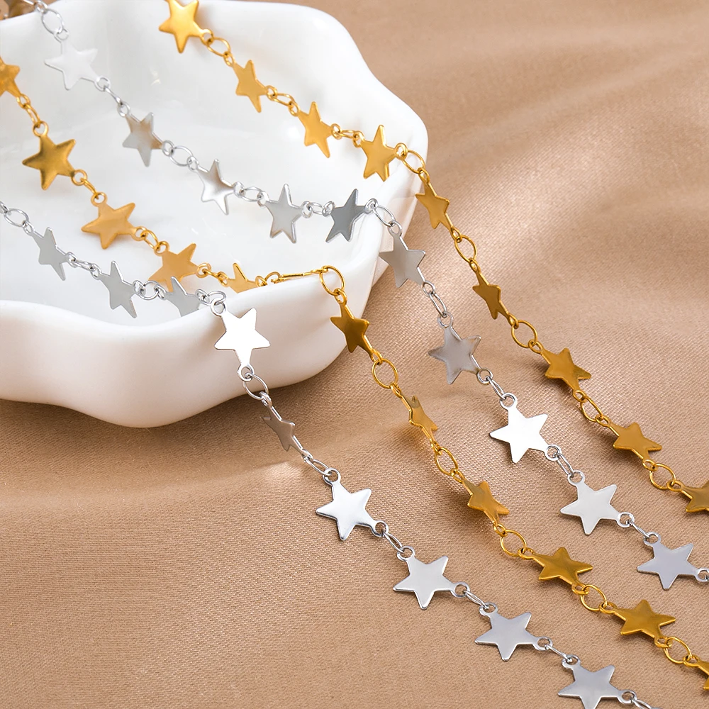 

1 Meter Stainless Steel Chains star Charms Pendants Chain for Jewelry Making DIY Necklace Bracelet Accessories