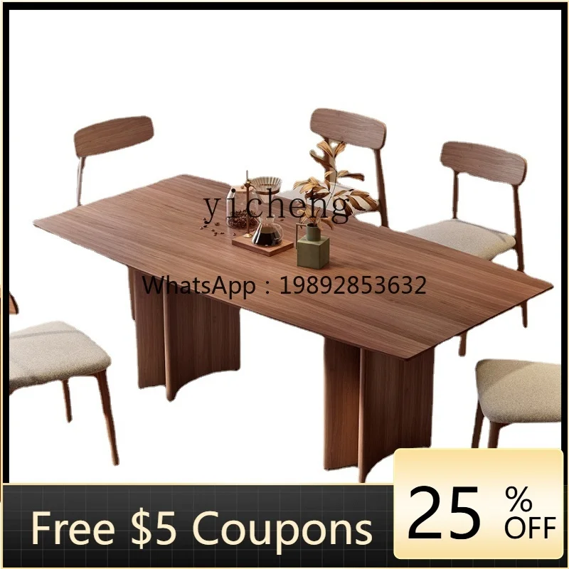 

ZZf Vintage Black Walnut Wooden Dining Table Rectangular Dining Table Solid Wood Workbench