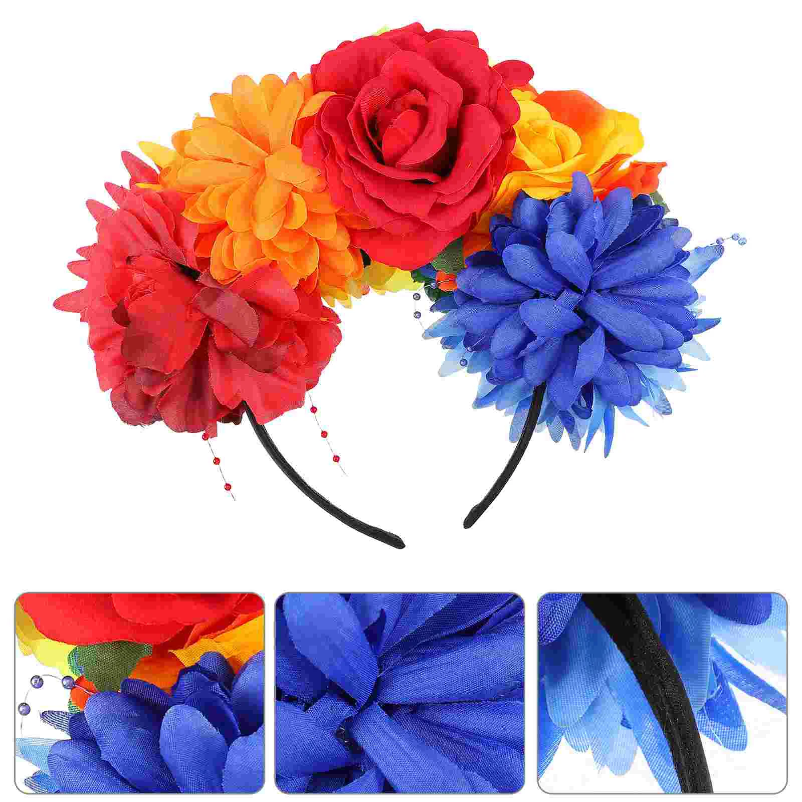 Peony Headband Rainbow Crown Flower Crowns for Women Headbands Floral Pride Girl Headpiece Hairband