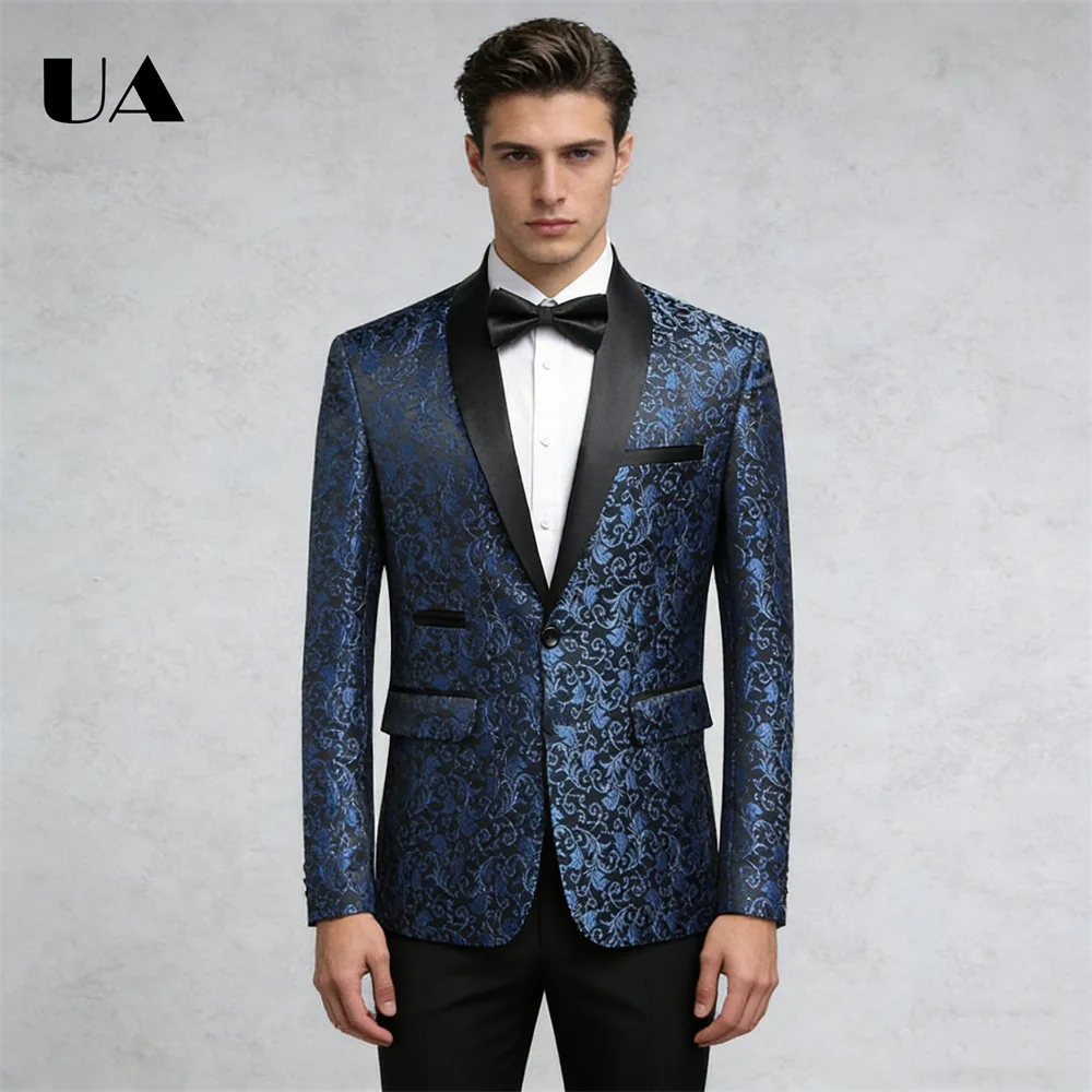 

Мужской жаккардовый пиджак на одной пуговице, размеры M-6XL, для выпускного вечера, свадебный костюм для жениха, доступны большие размеры