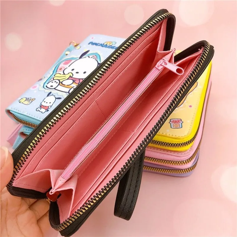 Hello Kitty Anime Girl Wallet Cartoon Lightweight Commuter Phone Bag Zipper PU Leather Leather Wallet Women's Holiday Gift