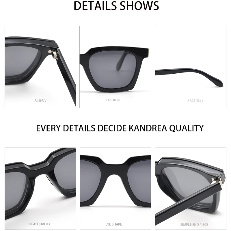 KANDREA Vintage Square Custom Polarized Sunglasses Men Women Optical Magnetic Eyeglasses Frame Polaroid Clip on Eyewear T1936