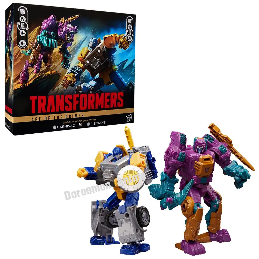 In Voorraad Originele Hasbro Transformers Age of The Primes Wreck N Doom Collection Fisitron en Carnivac Action Figure 2-Pack speelgoed