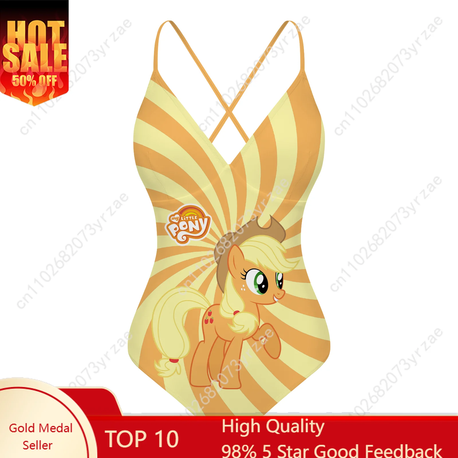 

Applejack V-neck Halter Back Swimsuits Womens Bathing Suit My Little Pony Friendship Is Magic Sexy Bikini Custom Swimsuit