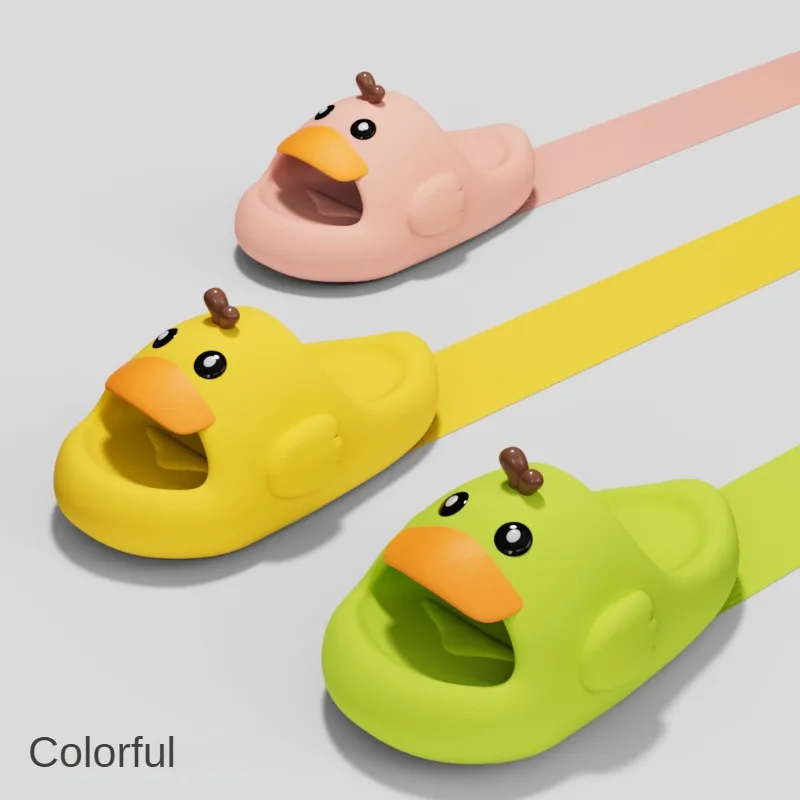 Sandal bebek untuk pria/wanita, sandal selop rumah kartun lucu, sepatu dalam dan luar ruangan nyaman anti selip sol tebal