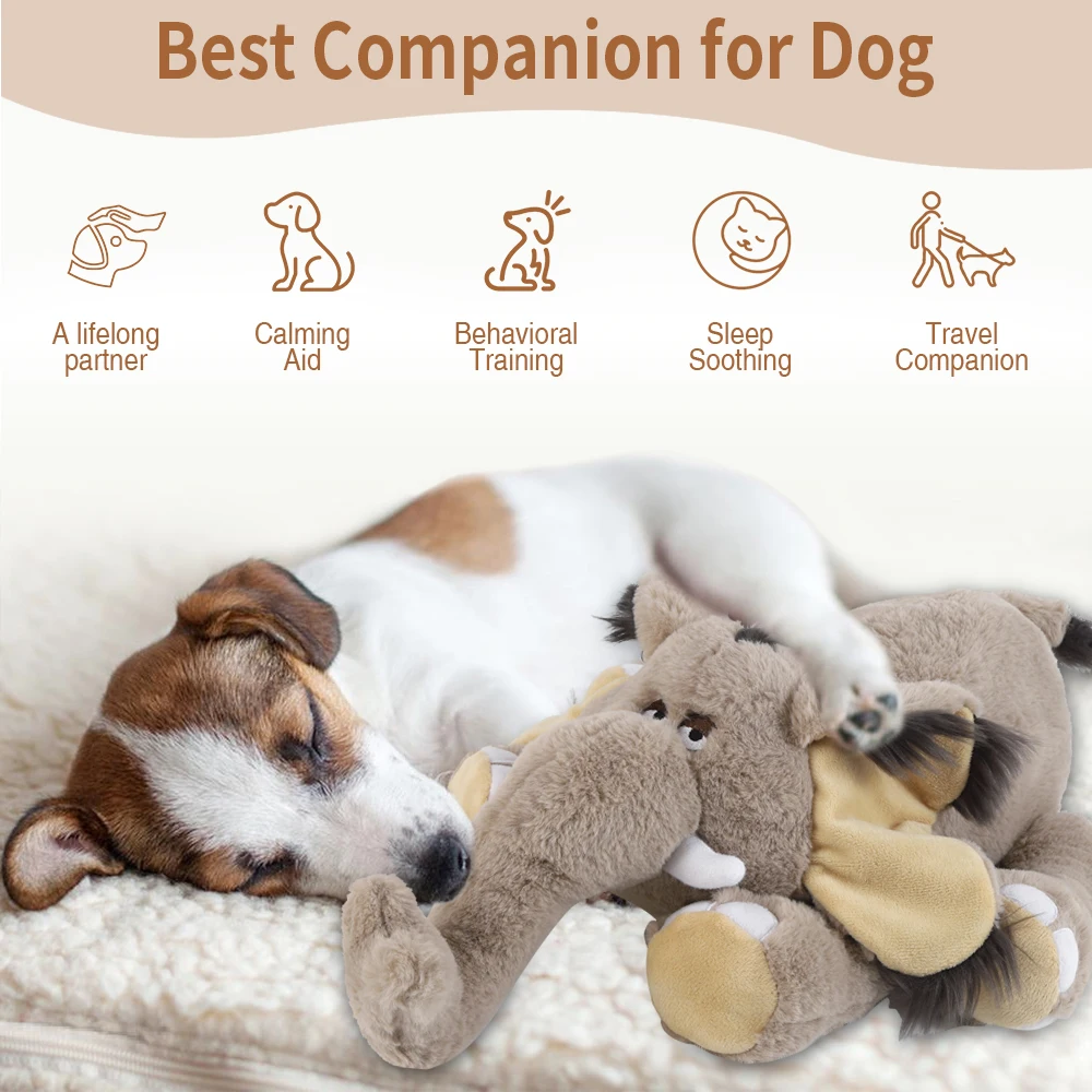 Mammoth Puppy Heartbeat Stuffed Toy for Dogs. Pet stress Relief and Calming Aid,  Heartbeat Toy  for Dog Relief