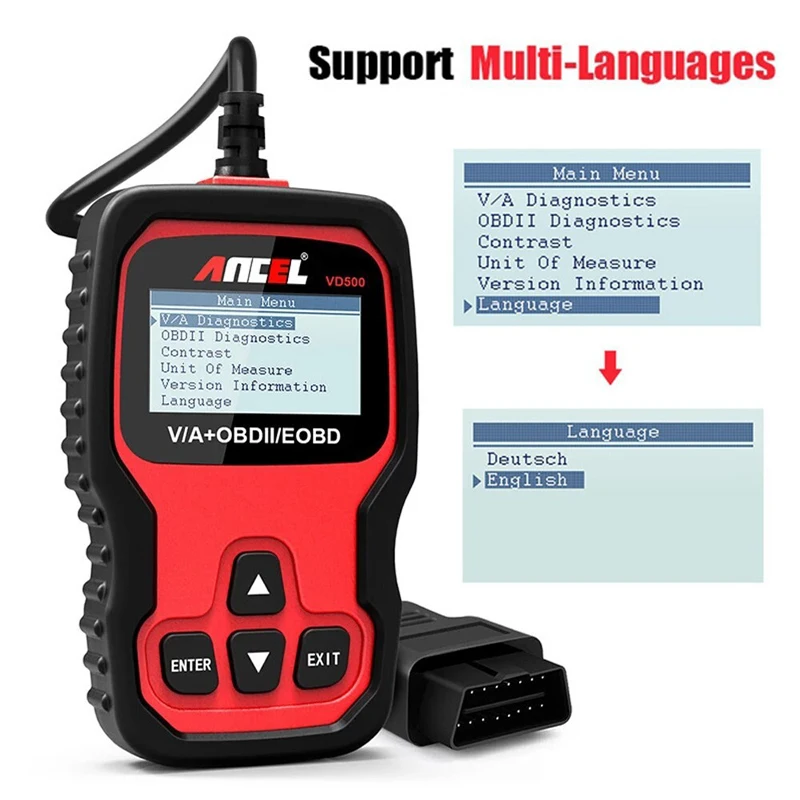 

ANCEL VD500 OBD2 Scanner Code Reader ABS SRS EPB Oil Diagnostic Tool Fit For VW
