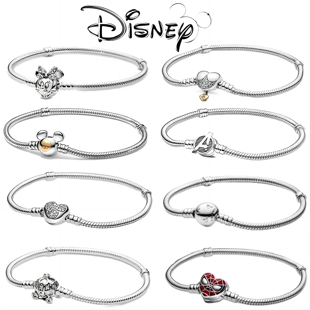 

Disney Stering 925 Silver Plated Snake Chain Marvel Bracelet Fit Original Beads For Women Spider Man Charm Bracelets Jewelry