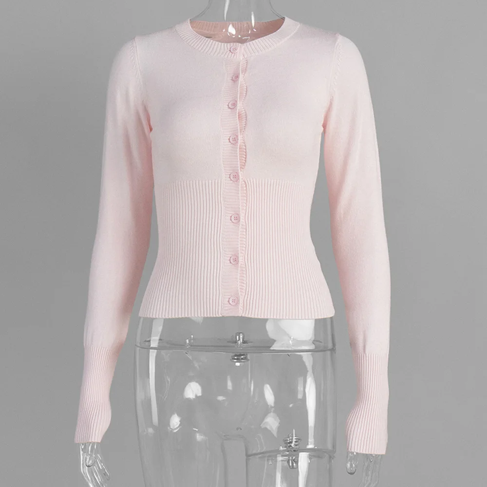 Tuularose Jesienna Moda Dzianinowa Kardigan Top Damski Prążkowany Patchworkowy Dopasowany Casualowy Krótki Top Wewnętrzny Damski Kardigan Dzianinowy Odzież Wierzchnia