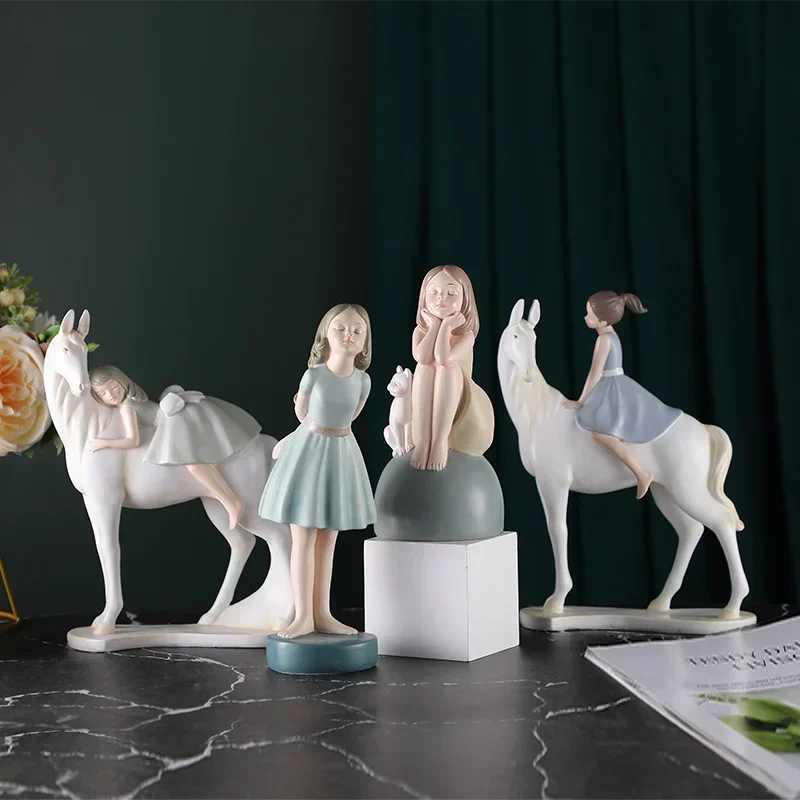 

Creative cute princess riding ins girl heart little girl gift resin ornaments crafts home decoration