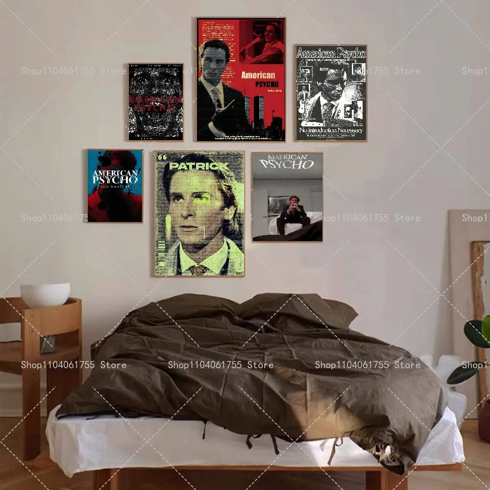 Film A-American P-Psycho Poster Self-adhesive Art Waterproof Paper Sticker Coffee House Bar Room Wall Decor
