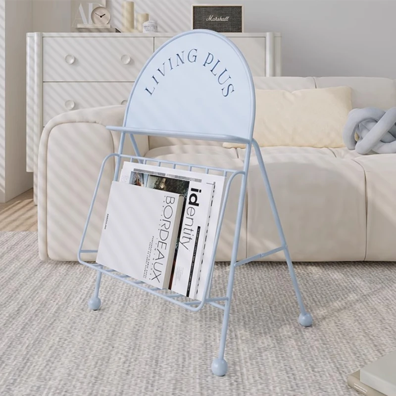 Pink Wrought Iron Magazine Rack Foldable Newspaper Holder for Living Room Creative Storage Shelf with Space-Saving Design