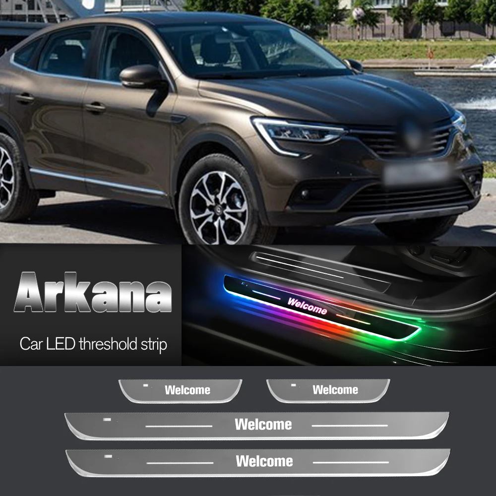 Luz do peitoril da porta do carro para renault arkana xm3 2018-2023 2019 2021 2022 logotipo personalizado led limiar de boas-vindas pedal lâmpada acessórios