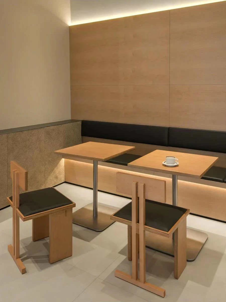 

Korean cafe table and chair combination log milk tea shop ocean board table and chair dessert cake baking shop