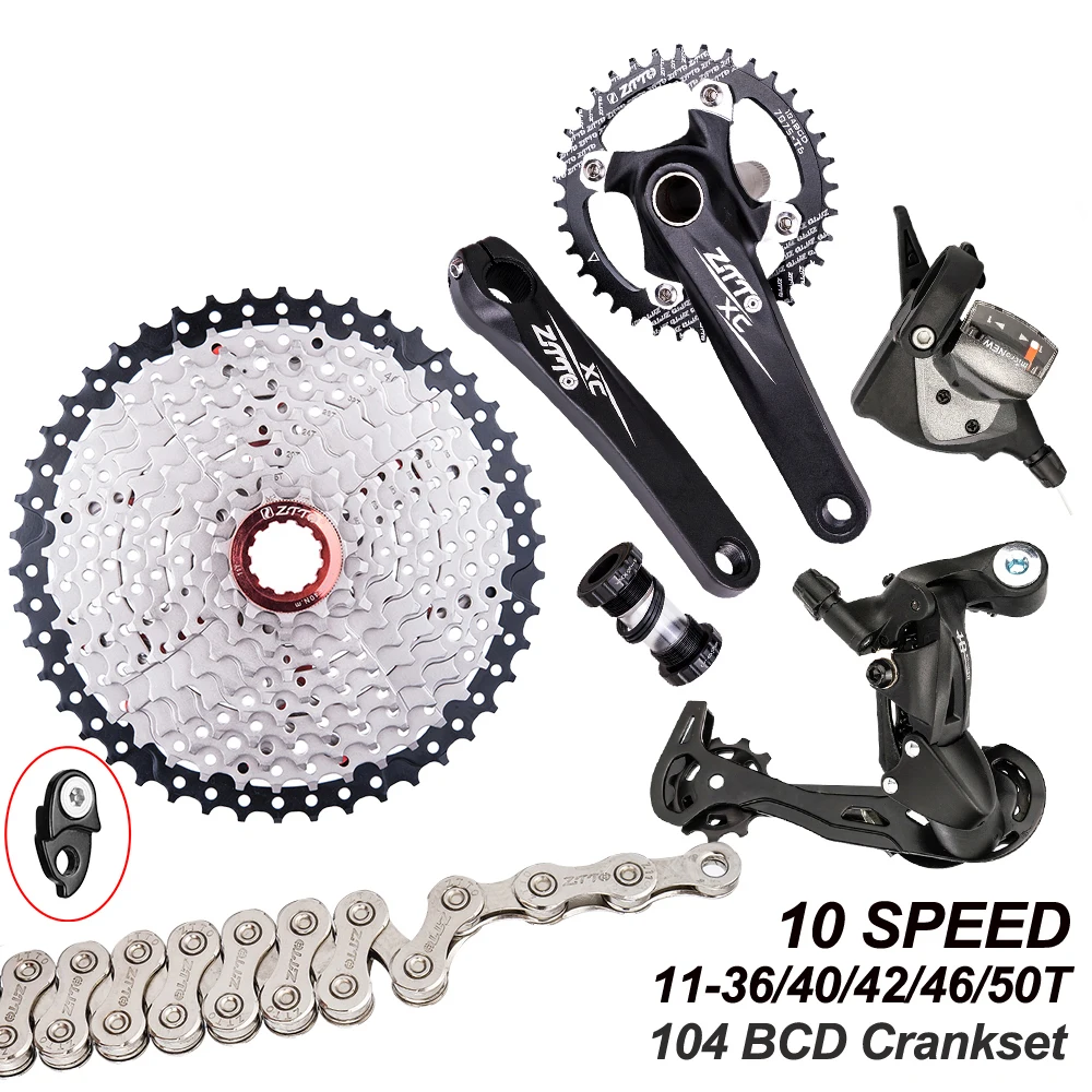 1x10 Speed MTB Derailleurs Shifter Groupset Bike Crankset 11-50T Cassette Flywheel 10 Speed Chain for MTB Mountain Bike