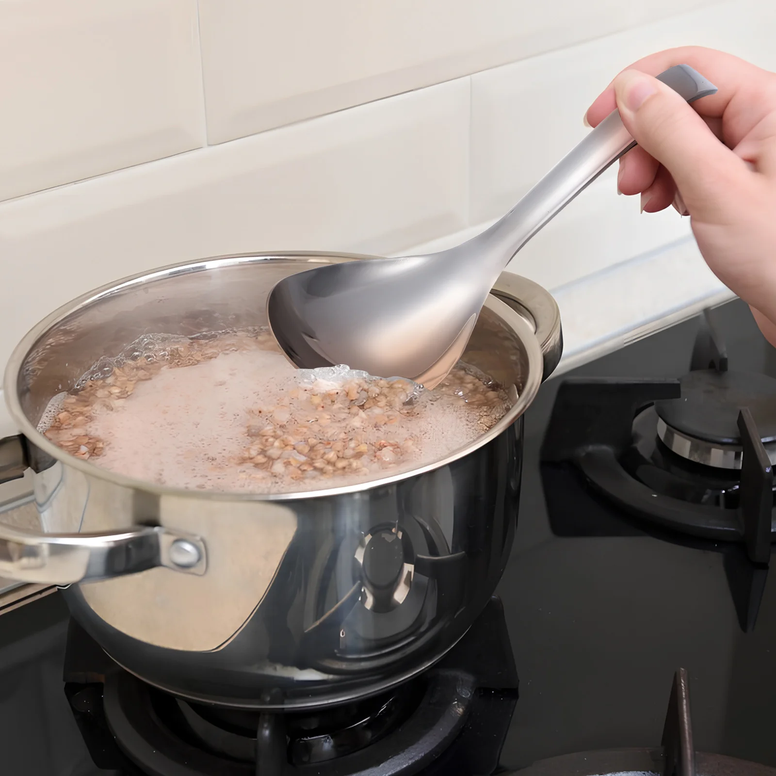 

Stainless Steel Rice Paddle Simple Elegant Design Easy Clean Multipurpose Porridge Scoop for Home Restaurant Use Space Saving