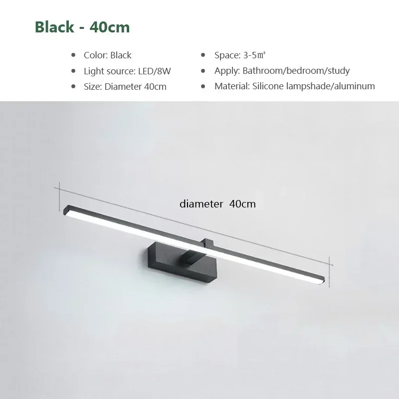 DAMIASMIL Moderne LED Wandleuchte Badezimmerspiegel Lampe Badezimmer Bad Spiegel Linie Lampe Wandleuchte Dekoration Beleuchtungskörper Glanz 8