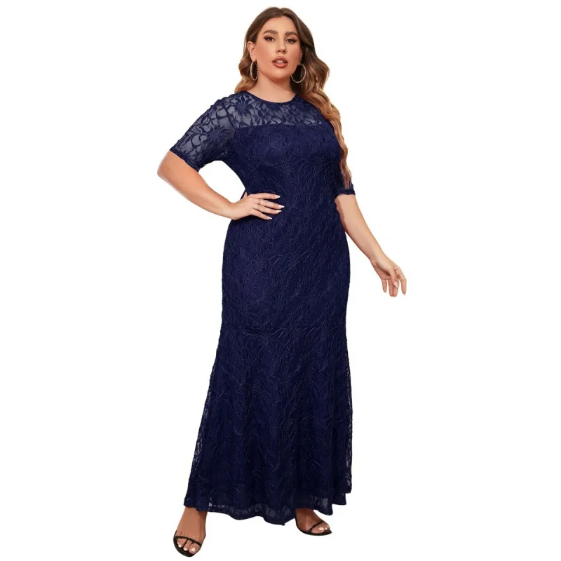 2024 European and American plus Size Women\'s Clothes New Lace Evening Bridesmaid Dress