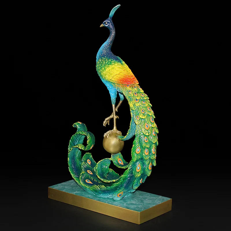 

"Prosperity and Prosperity" Colorful Copper Peacock Ornaments Creative Decorations for Chinese Luxury Home