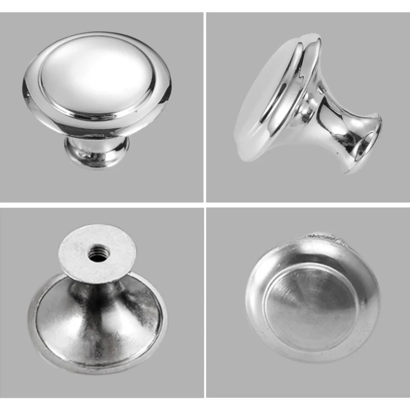 20 Stück runde Schubladenknöpfe, silberne Schrankgriffe, Einloch-Pilzstil, Metall für Schublade, Schrank, Kommode, Schrank, Kleiderschrank – Detail 2