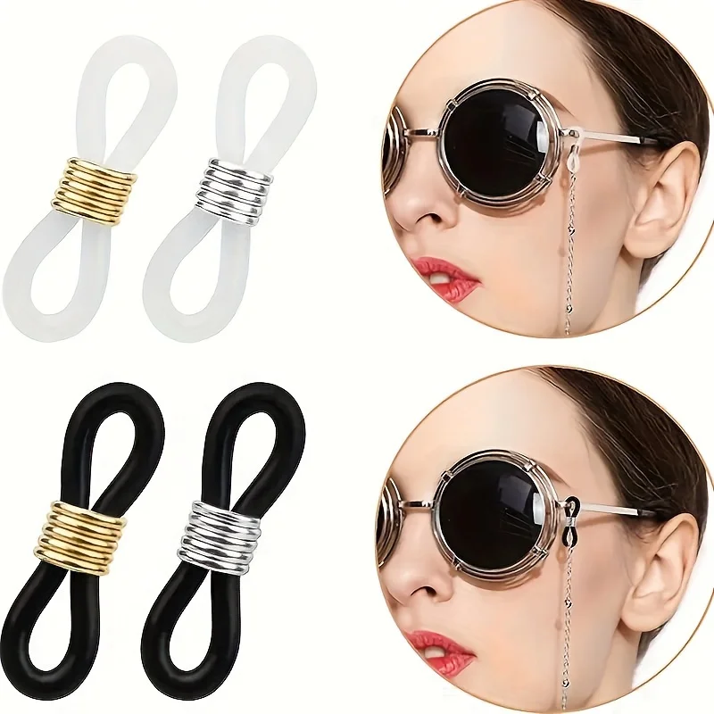 Glasses Chain End Connector Kit 20/50 Pieces Adjustable Spring Rubber End Connector Sunglasses Strap, Face Mask Connector