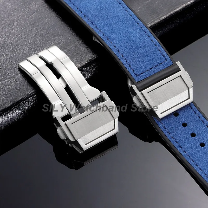    Boucle de montre pliante en acier inoxydable 316, fermoir papillon de sécurité, 20mm 22mm, boucle pliante en métal, bracelet en cuir, bouton, accessoires