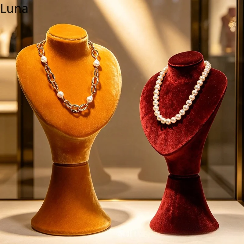 Luxury Velvet Mannequin Neck Jewelry Rack, Ramadan Gift for Women, Palace Style Display Prop for Shop Window
