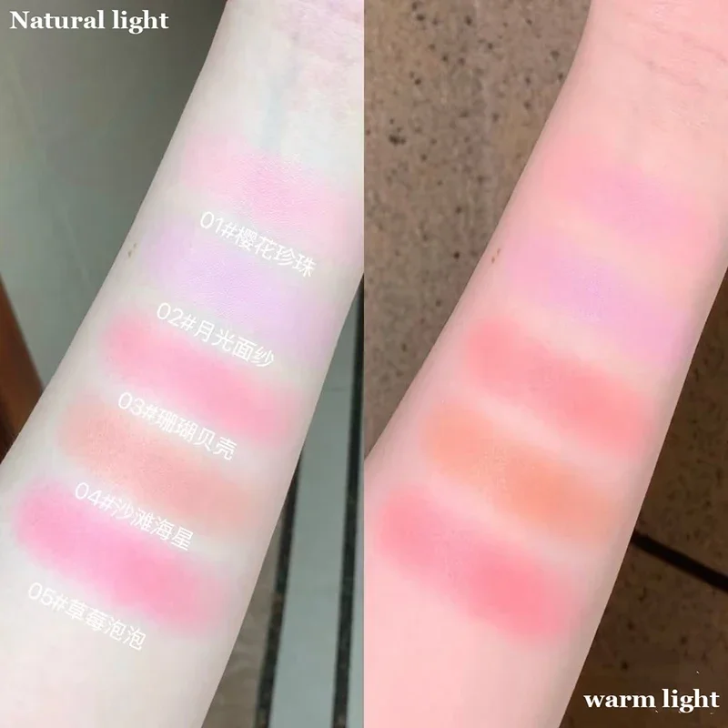 Makeup Flowers Window Shell Pearl Collection Seidensatin-Rouge, leichtes, hochpigmentiertes Rouge, Puder, langanhaltende Gesichtsrouge