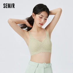 Semir Bra Women Lace Suspenders Elastic Soft Back-Beautiful Antibacterial Breathable Comfortable Wire-Free Underwear