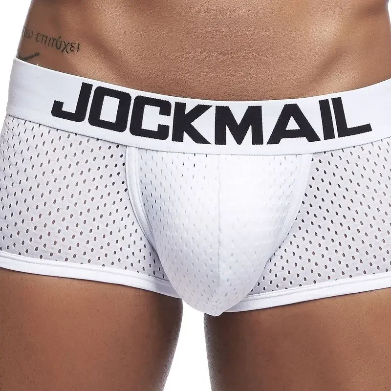 JOCKMAIL-bóxer de malla transpirable para hombre, ropa interior Sexy, convexo en U, bañadores de verano, 4 unidades por lote