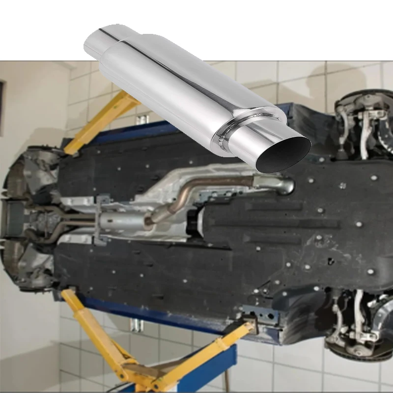 

Universal 3.0"Exhaust Muffler Pipe Resonator Car Tube Spiral Silencer Deep Sound 13.8" Length Stainless Resonato