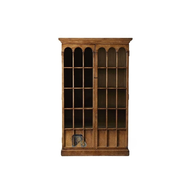 

American retro solid wood bookcase, French style dining side cabinet, living room locker, old villa hotel