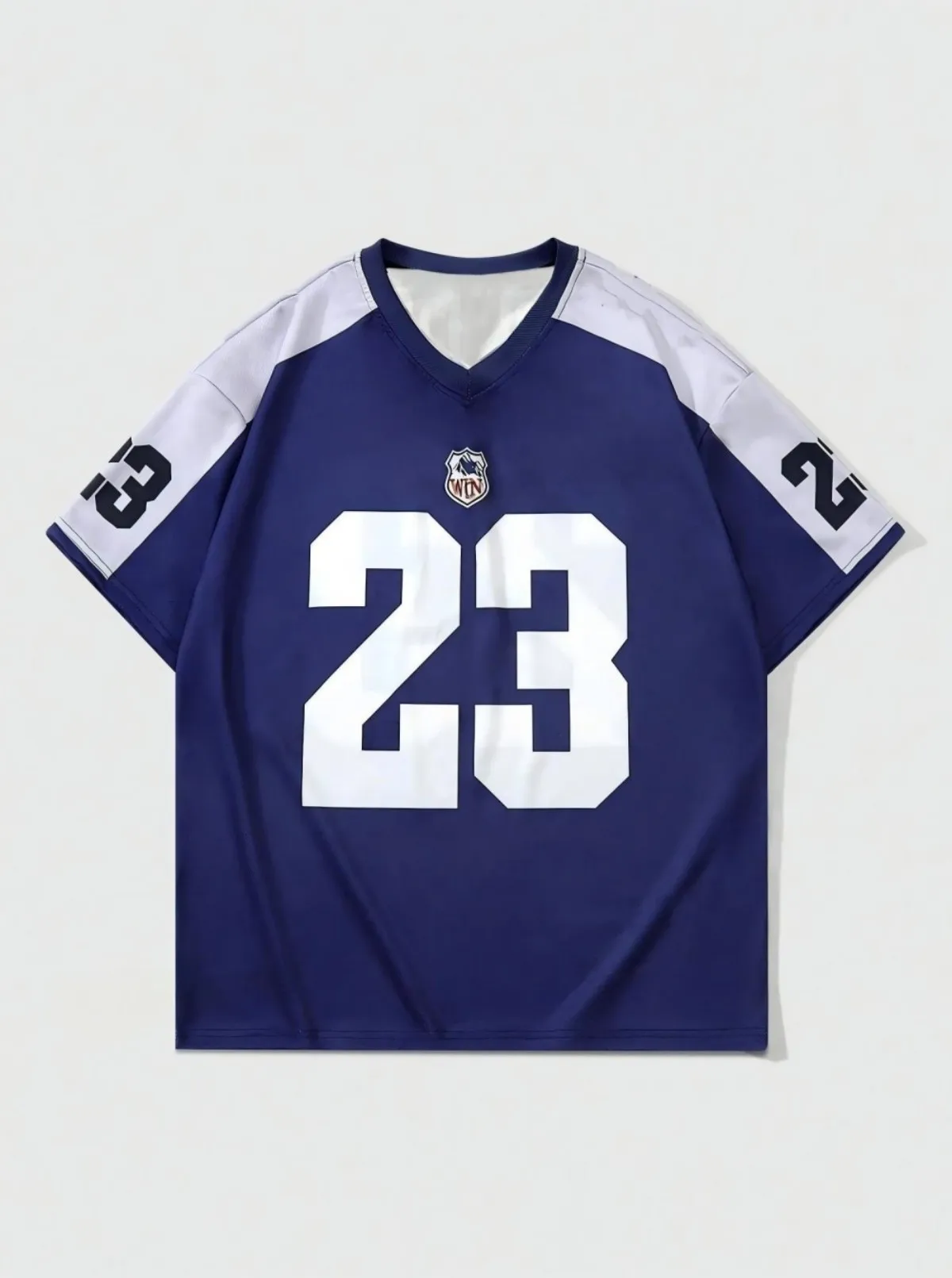 European and American men's summer personalized striped letter print micro elastic breathable V-neck T-shirt outdoor sports top