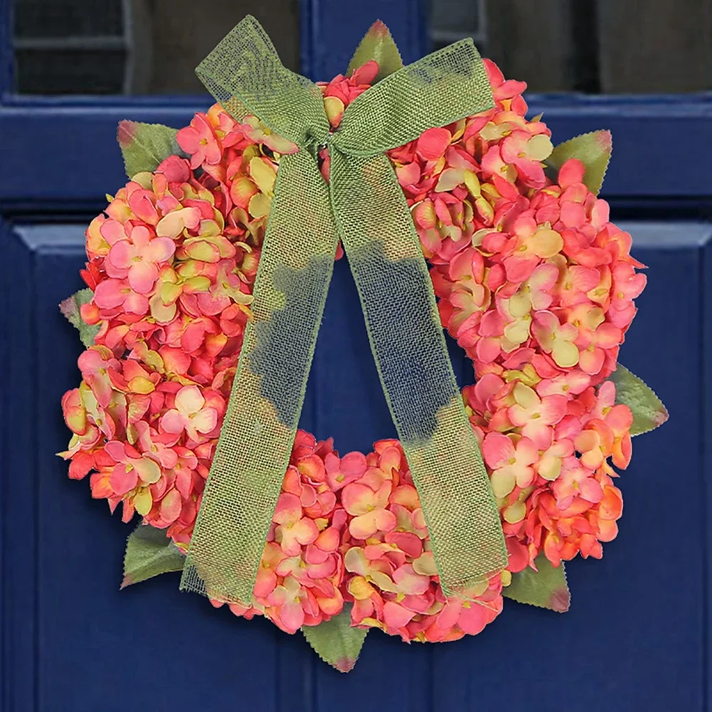 

30/35cm Fall Wreath for Front Door Holiday Ornament Fake Hydrangea Farmhouse Festival Celebration Thanksgiving Autumn Decor