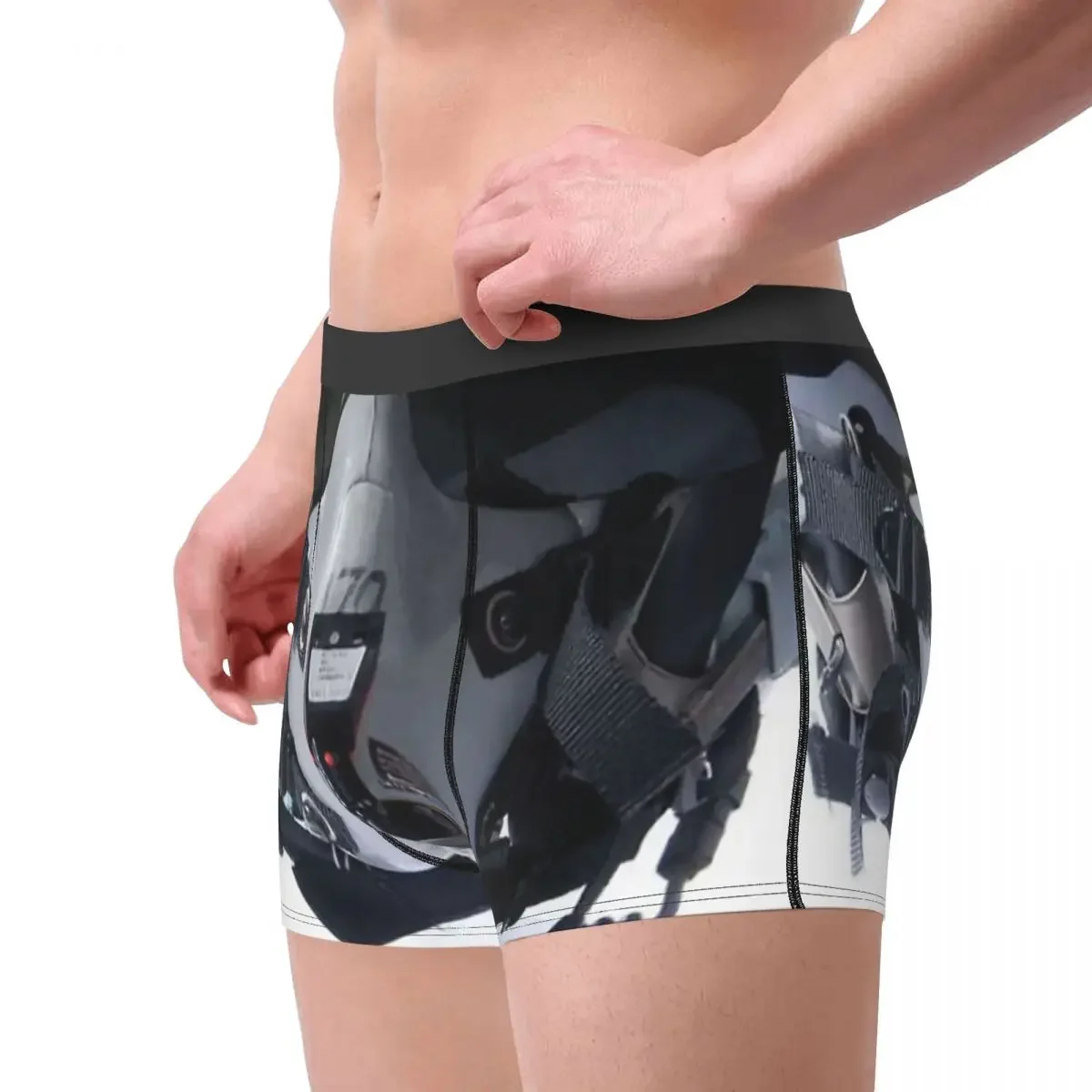 Men's Fighter Pilot Underwear Robot Helmet Funny Boxer Shorts Panties Homme Breathbale Underpants Plus Size