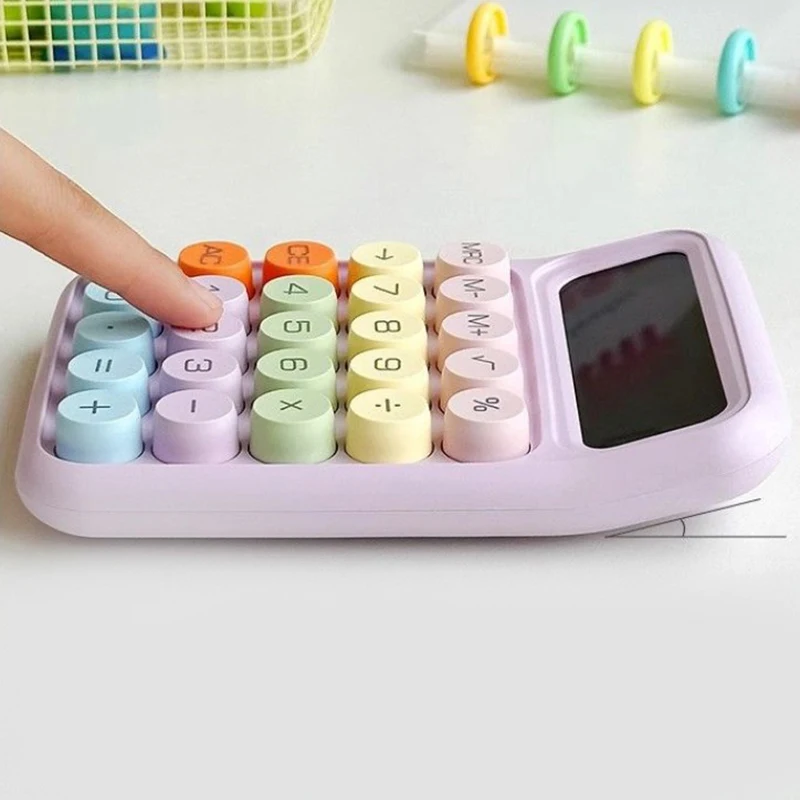 1PC New Kawaii Calculator Cartoon Candy Colour Silent Mechanical Keyboard Desktop Financial and Accounting Learning Calculator