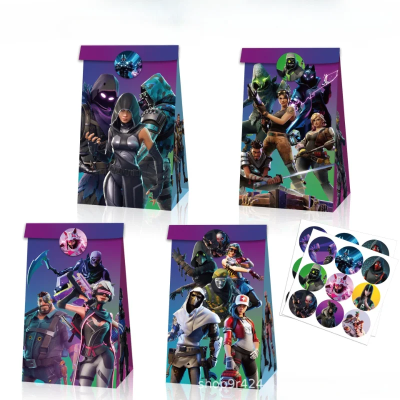 12 Uds Fortnite guapo patrón de dibujos animados bolsa de dulces bolsa de regalo periféricos para juegos pequeño regalo