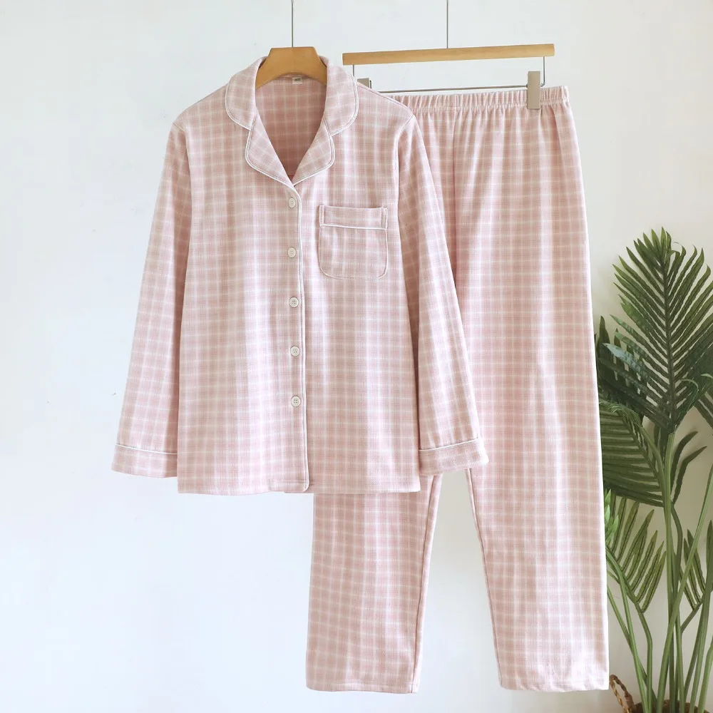 Plaid Pajamas Set Sleepwear Women Home Wear Autumn Winter New Couple Set Long Sleeves Pyjamas Suit Pijama Women Men Loungewear 5