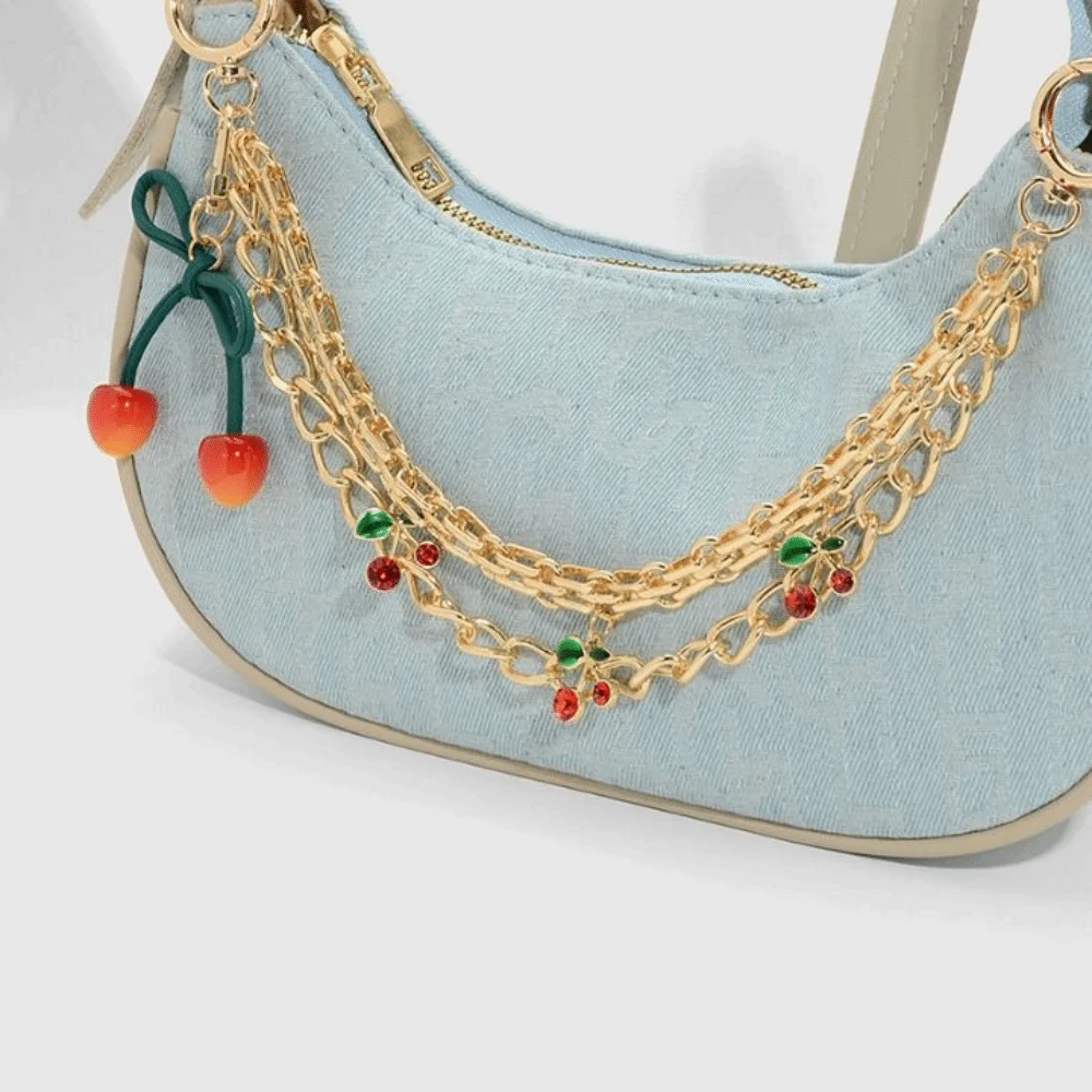 

Cute DIY Cherry Bag Pendant Y2k Pu Leather Charm Bag Accessory Key Chain Fashion Bag Chain Charms Car Accessory