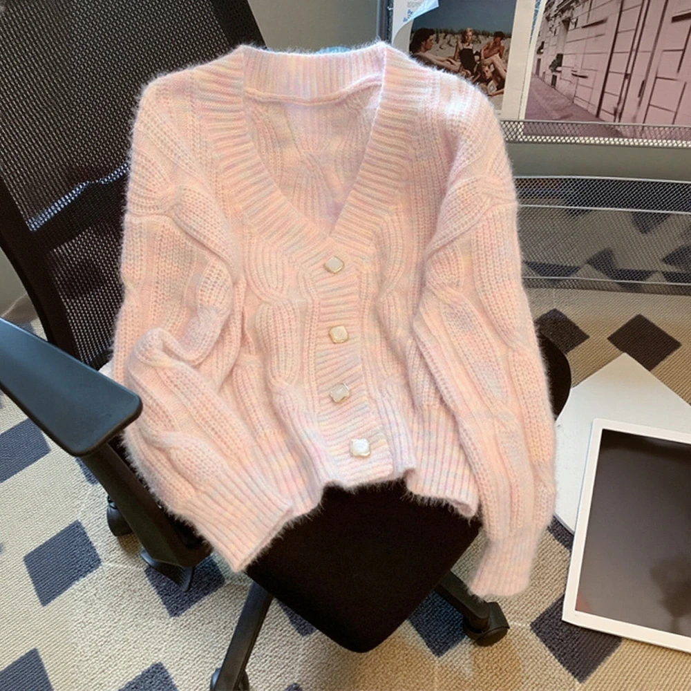 

Женский открытый кардиган, модный и стильный женский верх, однотонный удобный кардиган на пуговицах с длинными рукавами и v-образным вырезом