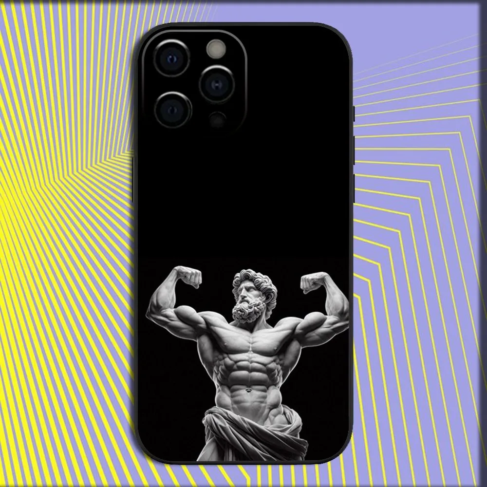 Greek Mythology Statue Fitness GYM Phone Case For iPhone 16,15,14,13,12,11,Pro,X,XS,Max,XR,Plus,Mini Soft Black Cover