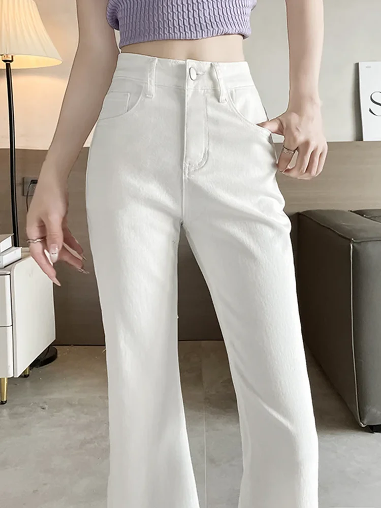 春秋ピンクヴィンテージフレアジーンズ女性カジュアルハイウエストストリートワイドレッグデニムパンツ韓国ファッションスキニー Vaqueros 新しい