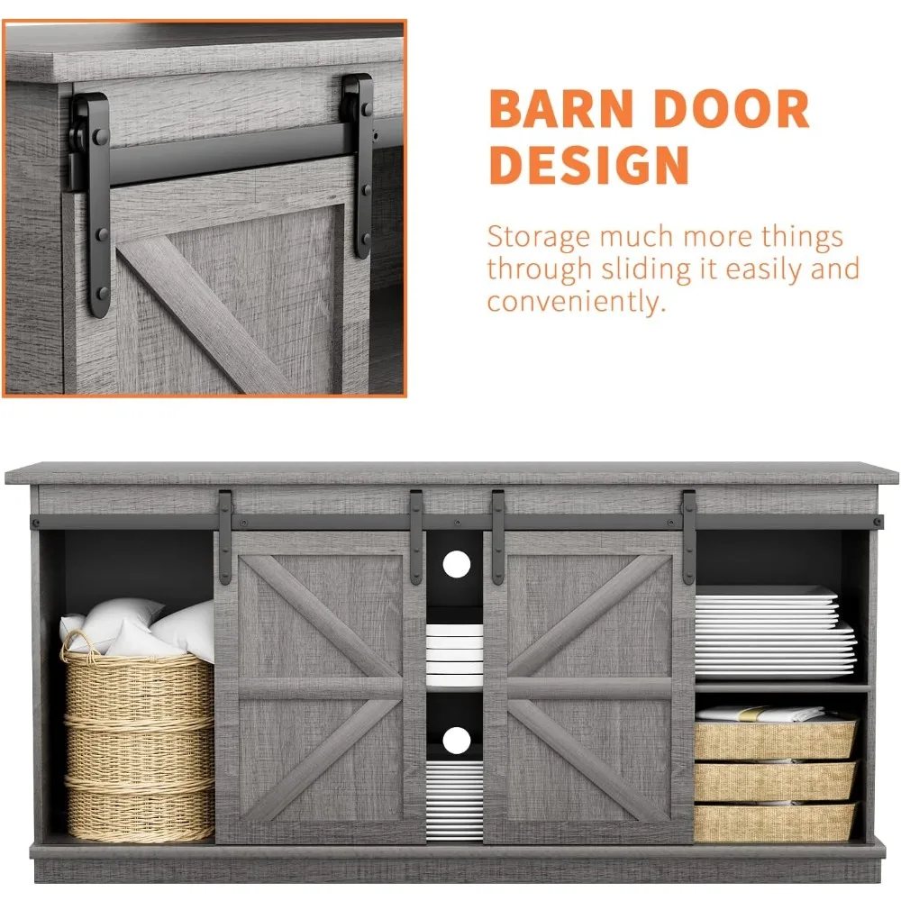 حامل تلفزيون، يناسب أجهزة التلفاز حتى 65 بوصة مع باب الحظيرة المنزلقة والتخزين، وطاولة وطاولة ووسائط غرفة المعيشة، 58 بوصة #4