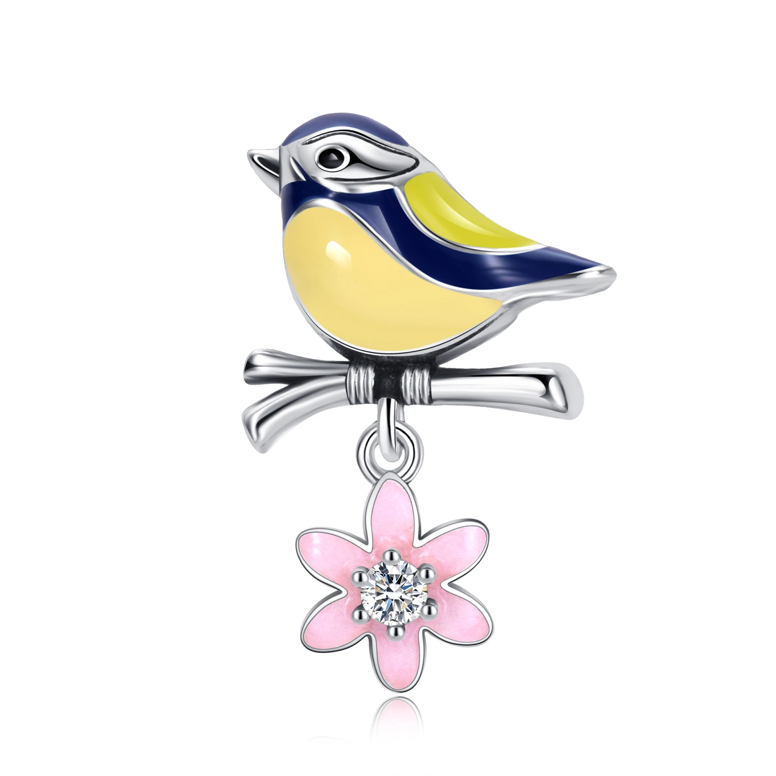 

PANQDIY 925 Sterling Silver Charm Beads Exquisite Enamel Flower and Bird String Decoration Suitable for Giving Gifts To Women