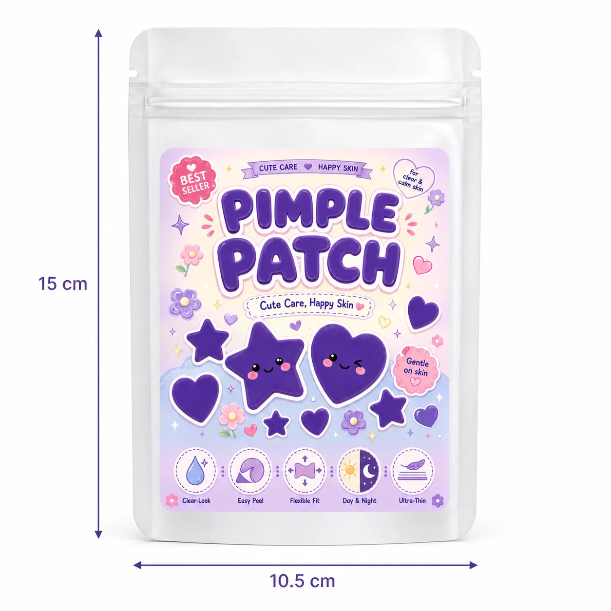 180/360/720 Pcs Purple Star Heart Pimple Patches, Soft-Fit Blemish Covers for Calm Clear-Look Skin Care