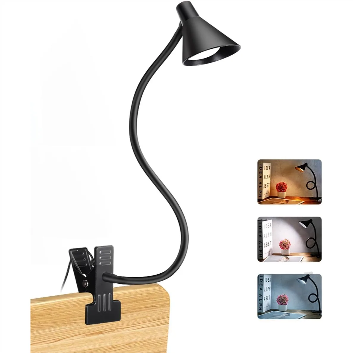 

Clip on Reading Light with 3 Color Modes & 10 Brightness Levels, Flexible Gooseneck Eye Care Lamp for Bed Desk Dorm