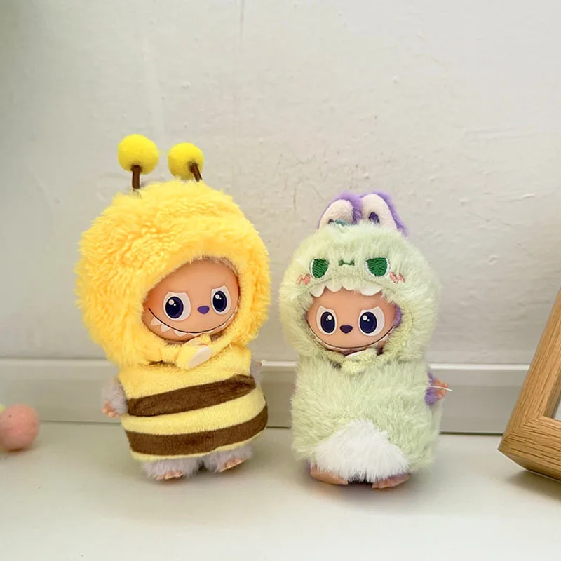 

Halloween Costumes/Accessories For 10cm Mini Labubu 4.0 4th Gen Dolls Hooded Outfit Set With Spider Pumpkin Prints For Holiday