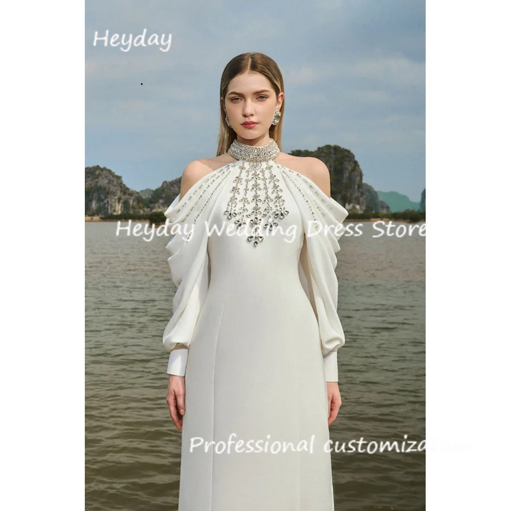 Heyday Crepe Halter Floor-length Dresses A-Line Diamond Classics Draped Formal Occasion Evening Party Pretty Dresses 2024