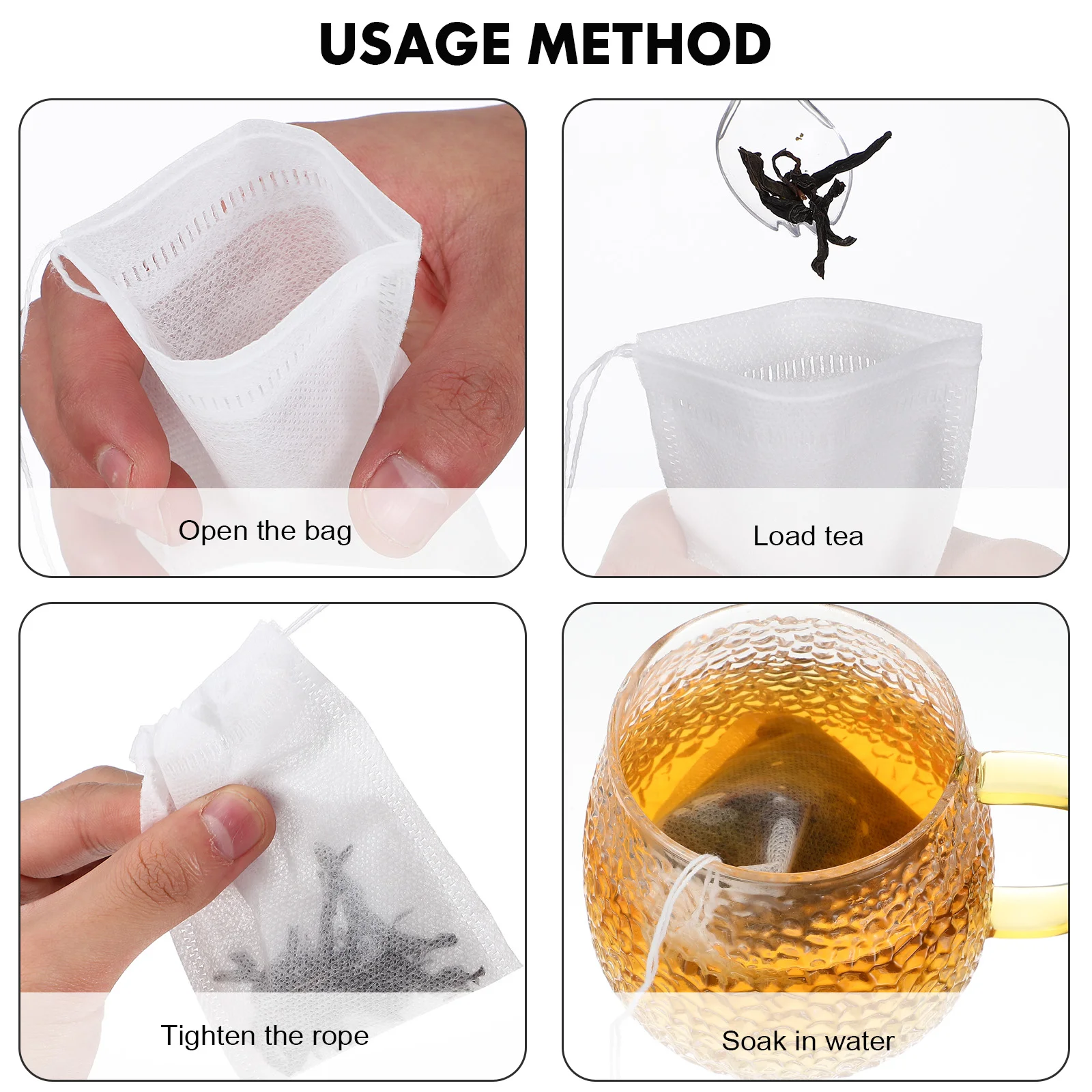 200 Pcs Bulk Tea Bag Travel Coffee Filters Hot Infuser Non-woven Fabric Bags for Loose Leaf